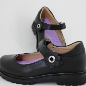 Yuyin Zapato Escolar Choclo Velcro Negro Para Niñas 24381 Negro Piel 18-21.5 Envío Gratis