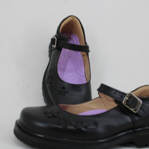 Yuyin Zapato Escolar Choclo Negro Para Niñas 24385 Negro Piel 18-21.5 Envío Gratis
