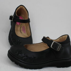 Yuyin Zapato Escolar Choclo Negro Para Niñas 24385 Negro Piel 15-17.5 Envío Gratis